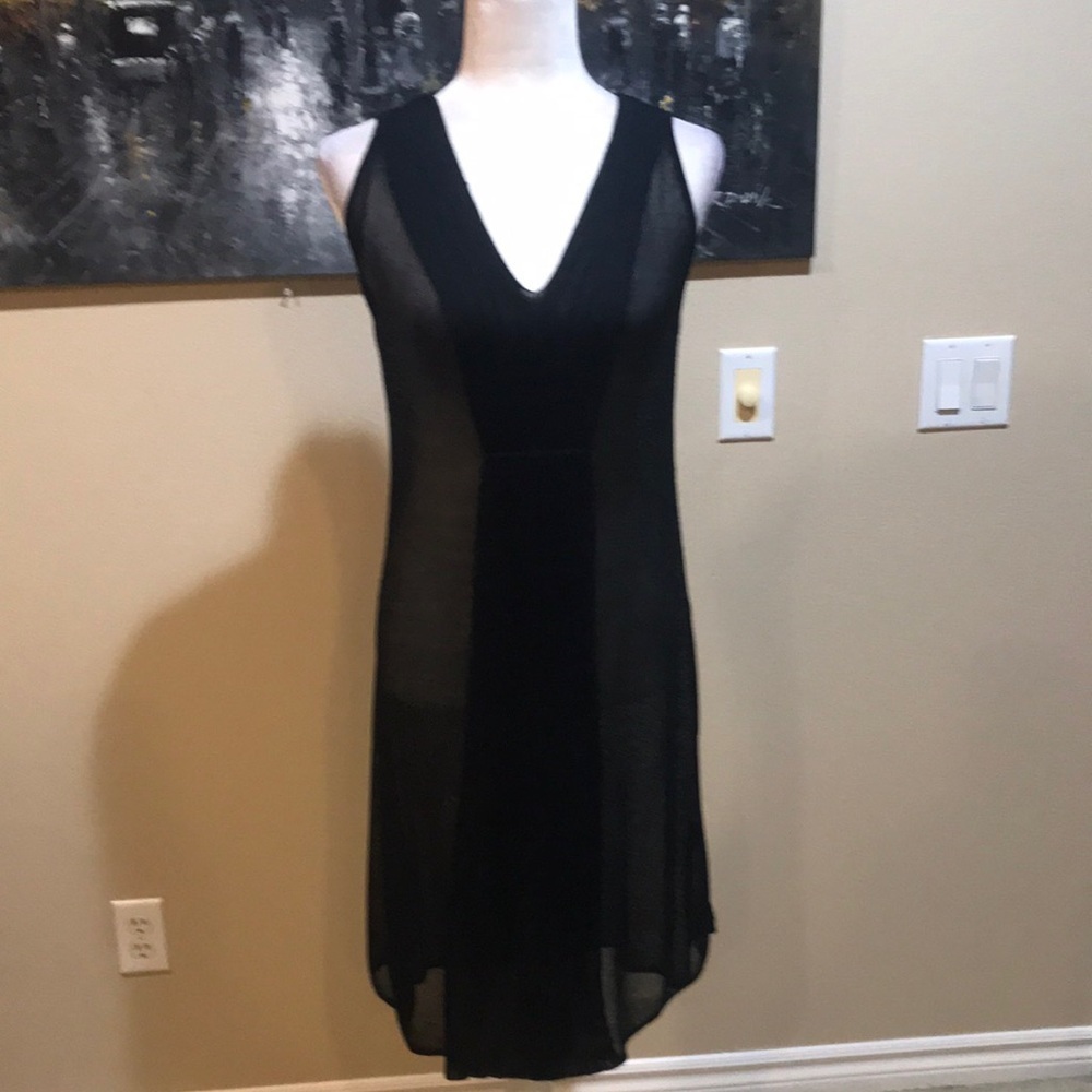 Eileen Fisher Pleated Front Mesh Swim Cover Up Swim Dress-Size Small